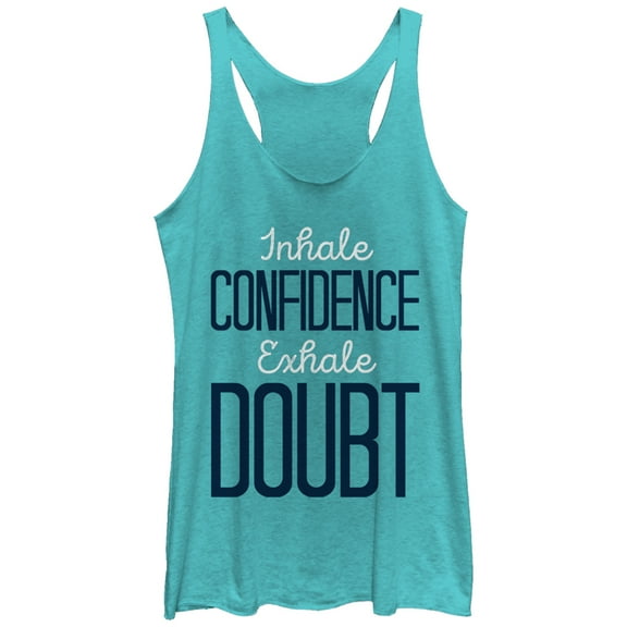 Women's CHIN UP Inhale Confidence Exhale Doubt Racerback Tank Top Tahiti Blue Large
