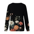 thumbnail image 5 of AOMPMSDX Sweatshirts For Women Casual Crew Neck Sweatshirt Flowers Printing Long Sleeve Sweatshirt Casual Top Pullover Orange Daily Outfits M, 5 of 5