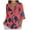 Red, variant on Women's Cotton Linen Blouse Shirt Boho Floral Button Down 3/4 Sleeves V Neck Casual Loose Tunic Top for Summer