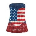 thumbnail image 4 of Womens 4th of July Smocked Strapless Pleated Tube Tops Pariotic Print Strapless Pleated Bandeau Tunic Sleeveless Tank Tops, 4 of 5