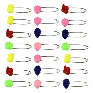 HERCHR Diaper Pins 10 Pieces, Safety Pins for Clothes Diapers Heavy Duty,  Plastic Head Baby Pins with Safe Locking Closures