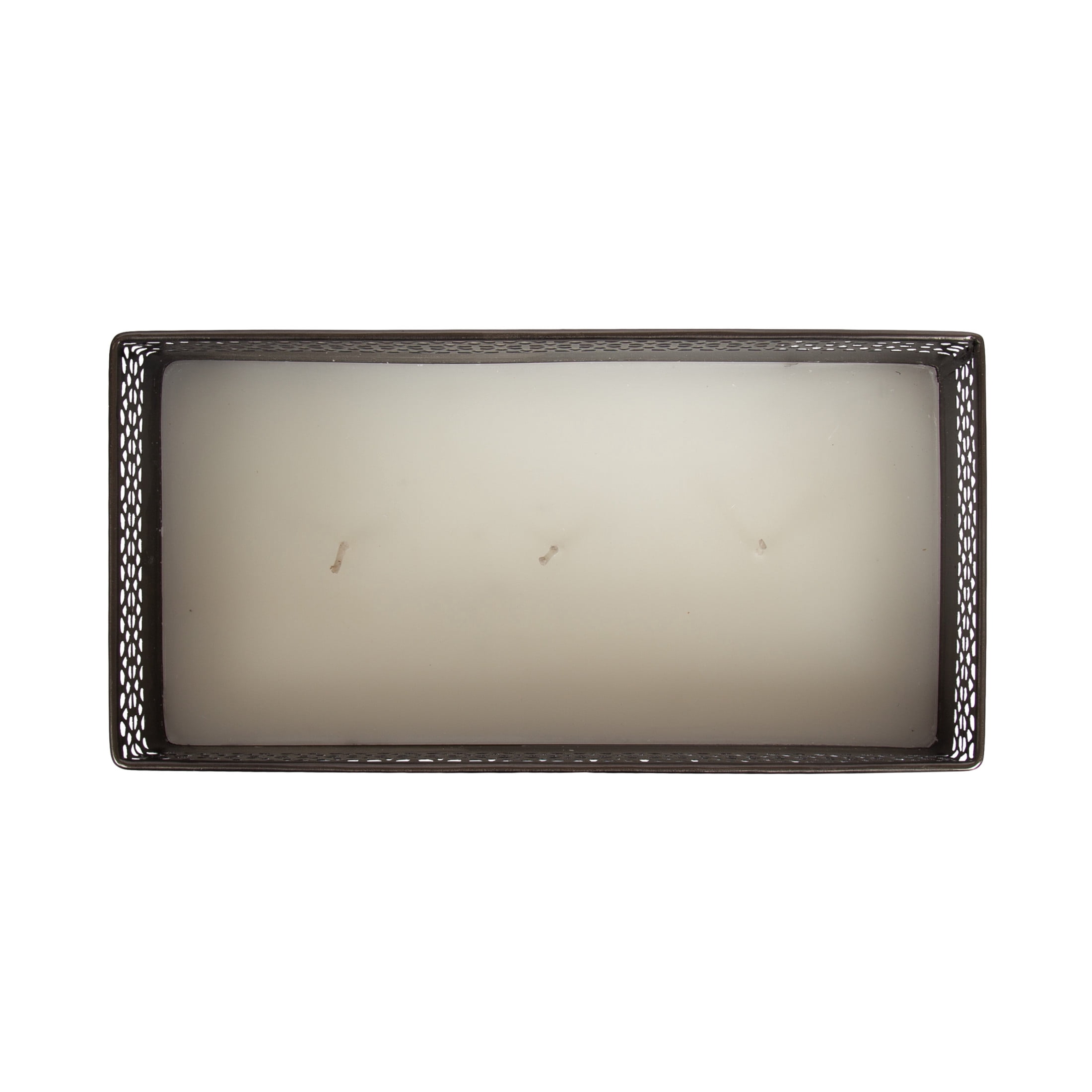 Kate and Laurel Pearce Rectangle Decorative Metal Candle Bowl, 11 x 6 x 4, Gray Gunmetal, Large Three-Wick Unscented Candle with Decorative Bowl for Living Room Decor