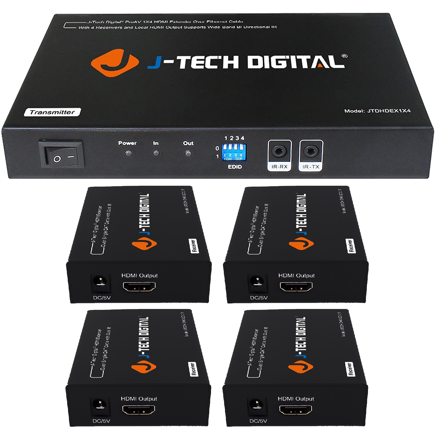 J Tech Digital ProAV 1X4 HDMI Extender HDMI Amplifier HDMI Splitter 