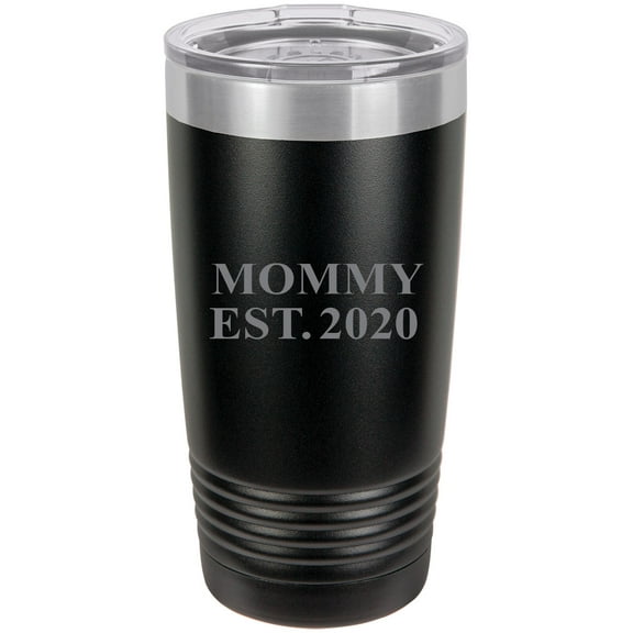 Mommy Established EST. 2020 Stainless Steel Engraved Insulated Tumbler 20 Oz Travel Coffee Mug, Black