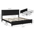 thumbnail image 2 of Homfa King Size Bed Frame with 2 Drawers, PU Leather Upholstered Platform Bed with Adjustable Button Headboard, Black, 2 of 12