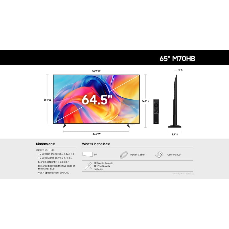 Samsung 65" Class M70HB Series Mini LED 4K UHD Samsung Vision AI Companion Smart Tizen TV 2026 - UN65M70HBFXZA gallery view