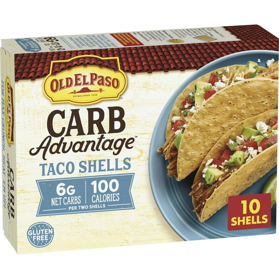 Old El Paso Carb Advantage Taco Shells, 6G Net Carbs, 100 Calories, Gluten Free Crunchy Taco Shells, 10 Count, 4.6 Oz Packaging May Vary - Pack of 3