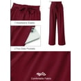 thumbnail image 5 of Chiclily Women Wide Leg Pants with Pockets High Waist Tie Knot Casual Trousers, US Size Small in Burgundy Stripe, 5 of 7