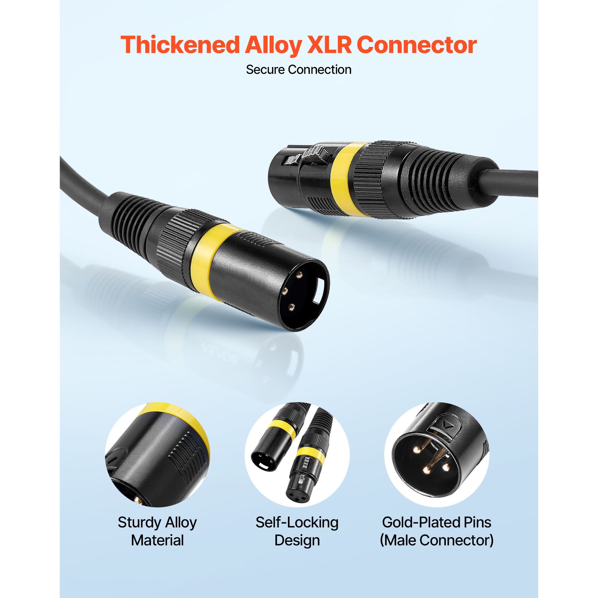 KFFKFF 100 ft XLR Cable, 2-Pack, Shielded Balanced 3-Pin Male to Female Microphone Cords with Gold-Plated Connectors, Ideal for Stage Lighting, Microphones, Amplifiers, Mixers, and Speaker Systems