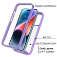 thumbnail image 5 of For iphone 14 Phone Case, Ebizware Heavy Duty Shockproof Clear Back Case [Military Grade Drop Tested] Dual Layer Full Body Protective Cover for Apple iphone 14 - Purple, 5 of 8