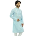 thumbnail image 4 of Atasi Chemise Tunique Décontractée en Coton Col Mandarin Bleu pour Hommes - Très Grand, 4 of 7