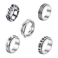 thumbnail image 1 of 5 Pcs Stainless Steel Spinner Rings for Women Men Anxiety Rings Moon Star Band Rings Stress Relieving Wedding Promise Rings Set Type 1, 1 of 9