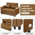 thumbnail image 5 of 51.57" Convertible Sleeper Bed, Adjustable Oversized Armchair  with Three USB Ports and Easy-Clean PU Leather, Convertible Loveseat for Small Space, Living Room and Bedroom, Brown, 5 of 8