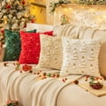 thumbnail image 3 of Set of 2 Christmas Tree Star White Red Green Throw Pillow Covers, Holiday Xmas Winter Plush Faux Fur Pillows Covers for Couch Sofa Home Decorations, 3 of 6