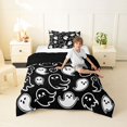 thumbnail image 4 of Homewish Happy Halloween Ghost Twin Comforter Sets,Outline Spooky Pattern Bedding Set,Black White,Black Reversible,2pcs,1 Comforter and 1 Pillowcase, 4 of 7