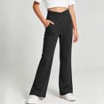 thumbnail image 2 of UAYOTSE Girls Cross Waist Flare Pants V Front High Rise Side Pockets Kids Back to School Stretch Trousers Fall,Sizes 7-8 Years, 2 of 6