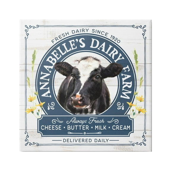 Stupell Industries Rustic Dairy Farm Ad Animals & Insects Painting Gallery Wrapped Canvas Print Wall Art, 17 x 17