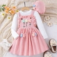 thumbnail image 2 of Bearichfupo Toddler Girls Long Sleeve Flower Tops And Dress Hat 3PCS Outfits Clothes Set For Children Kids Winter FallClothes,Girls' Skirt Sets Sizes 4-5 Years, 2 of 6