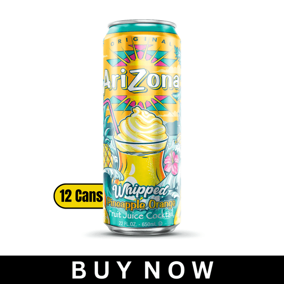 Arizona Whipped Pineapple Orange Fruit Juice, 22 fl oz Can, 12‑Pack