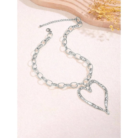 NICKSUN Y2k Large Hollow Heart Necklaces for Women Big Chunky Heart Pendant Necklace Exaggerated Layered Double Hearts Gold/Silver Beaded Choker Necklace Dainty Statement Jewelry Gift