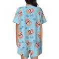 thumbnail image 3 of Qekee I Am A Fan Popcorn Women's Pajama Set Short Sleeve Sleepwear Summer Home Wear with Pockets Soft Short Sleeve Shirt - I Am A Fan Popcorn, 3 of 9
