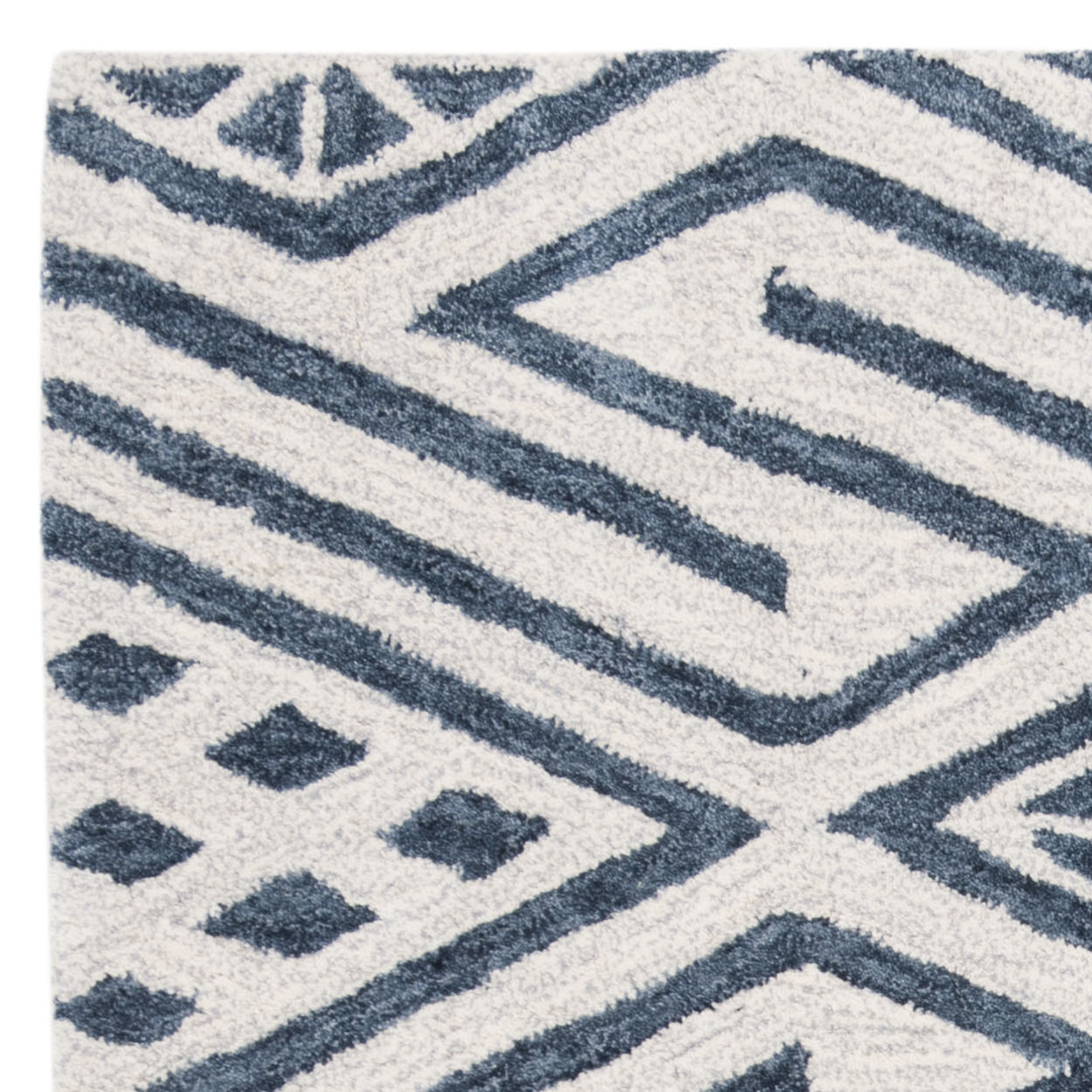 SAFAVIEH Micro-Loop Lynwood Geometric Aztec Area Rug, Blue/Ivory, 5' x 5' Square