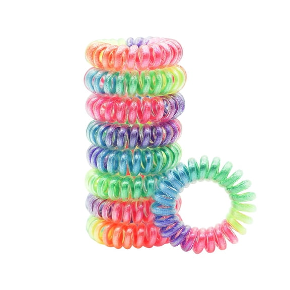 9pcs rainbow spiral Traceless hair ring,Phone Cord Hair Ties for Women and Girls and kids,Coil Ponytail Holder,Comfortable wear-resistant hair ring