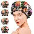 thumbnail image 7 of Shower Caps,Red Mushroom Snail Black Pattern Waterproof Shower Cap for Women 4 Pieces,Double Reusable Hair Cover for Shower PEVA Elastic Stretch Hem, 7 of 7
