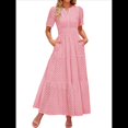 thumbnail image 2 of Vestido Informal de Verano para Mujer, de Corta, con Escote en V, Aberturas, Volantes y Ojales, Corte A Rosa M, 2 of 10