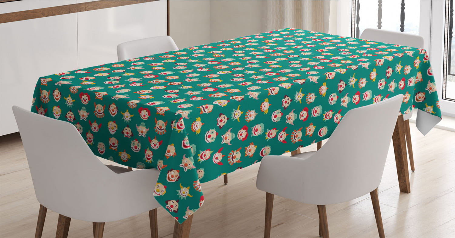 Musical Theater Along Notes Microphone and Guitar Images Ambesonne Cartoon Tablecloth Multicolor 60 X 84 Rectangular Table Cover for Dining Room Kitchen Decor