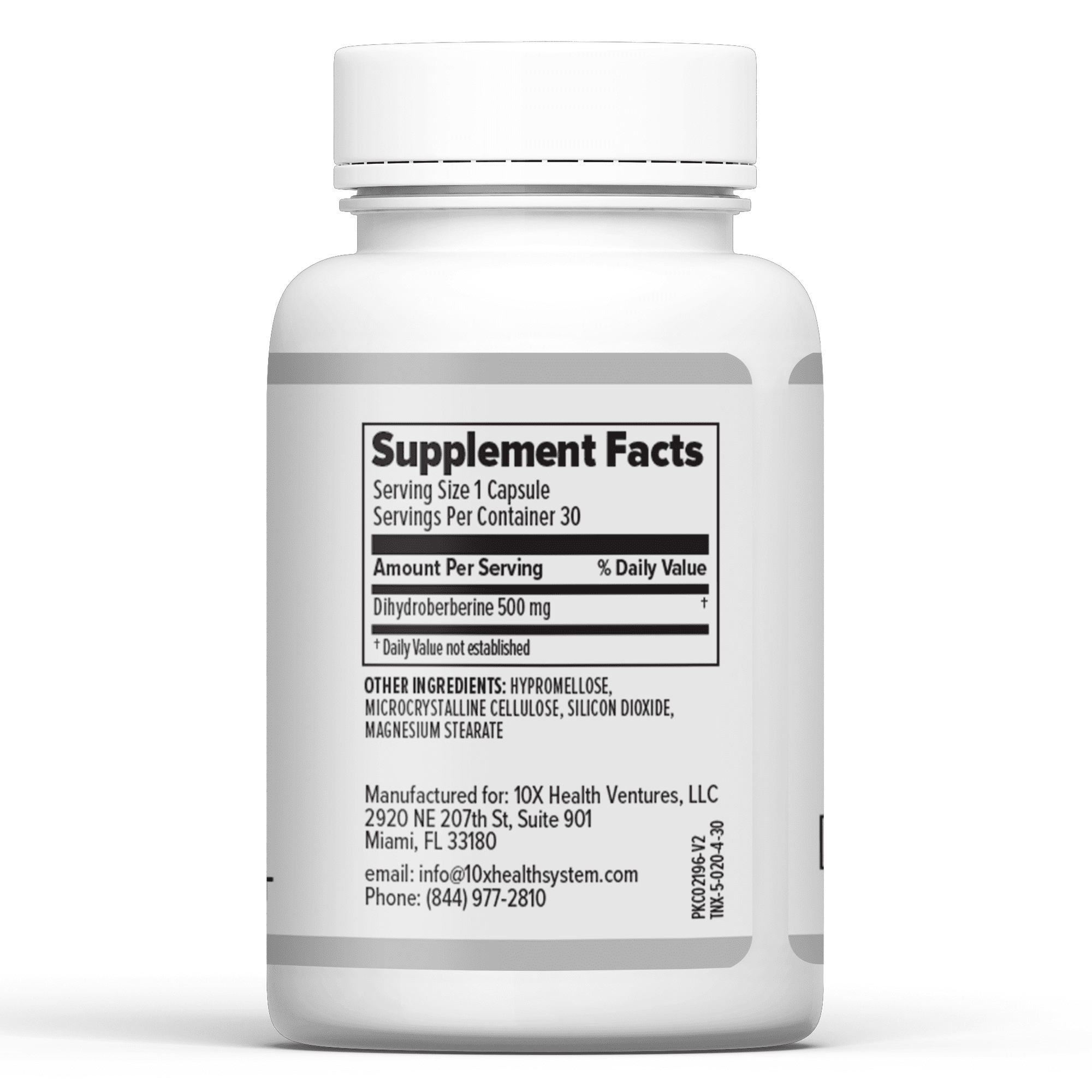 10X Health Berberine Supplement 500 mg Dihydroberberine - Blood Sugar Support, 30 Capsules