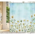 thumbnail image 2 of Daisy Shower Curtain, Floral Daisy Fabric Bathroom Curtains, Rustic Farmhouse Boho Shower Curtain Set, White Daisy Bathroom Shower Curtain with 12PCS Hooks, 60X70IN（Blue）, 2 of 3
