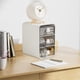 thumbnail image 5 of Organizador de escritorio con cajones | Almacenamiento de plástico para papelería y cosméticos para estudiantes | Dos tamaños: blanco y rosa | Organizador de escritorio compacto multicapa para, 5 of 6