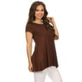 thumbnail image 3 of short sleeve loose fit t shirt tunic top with pocket/made in usa. brown m, 3 of 4