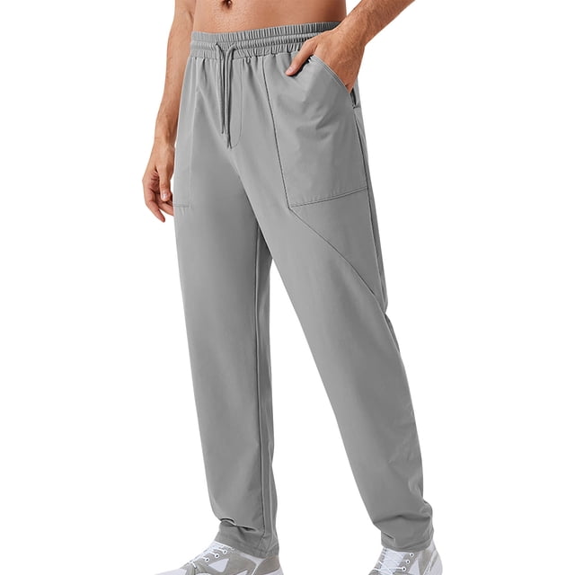 Pantalones deportivos casuales de color liso para hombre, cómodos y sueltos, de seda helada, para correr, fitness, transpirables, para secado rápido