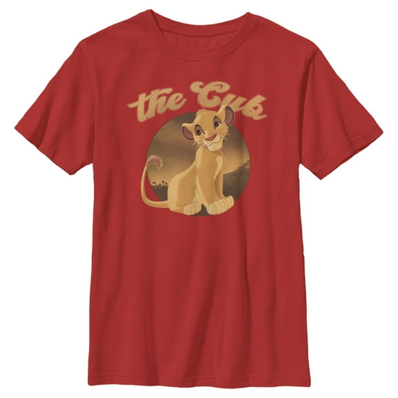 Boy's Lion King Simba The Cub  Graphic Tee Red Large