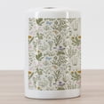 thumbnail image 3 of Floral Ceramic Toothbrush Holder, Vintage Garden Plants Herbs Flowers Botanical Classic Design Art, Decorative Versatile Countertop for Bathroom, 4.5" X 2.7", Reseda Green Beige, by Ambesonne, 3 of 4