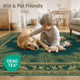 thumbnail image 4 of ODIKA 2'x3' Washable Throw Rug Non-Slip, Low Profile, Flatwoven, Easy Care Mirrored Botanical Motif Palm Leaves With Classic Border Accents for Hallway, Study Room, 4 of 7
