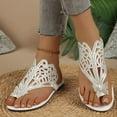 thumbnail image 5 of Summer Flip Flops for Women Open Toe Slip On Rhinestone Thong Flat Slides Sandals Summer Casual Women Beach Fashion Slippers Lazy Shoes, 5 of 6