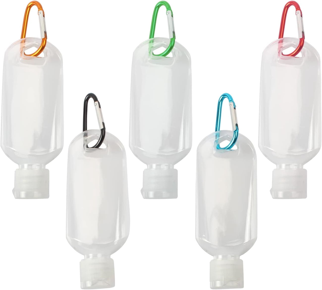 Happon Travel Bottles with Keychain (20 Pcs), 2oz (50ml) Portable Plastic Leakproof Squeeze Bottles with Cap - Empty Refillable Containers for Hand Sanitizer Shampoo Conditioner Body Wash Liquid