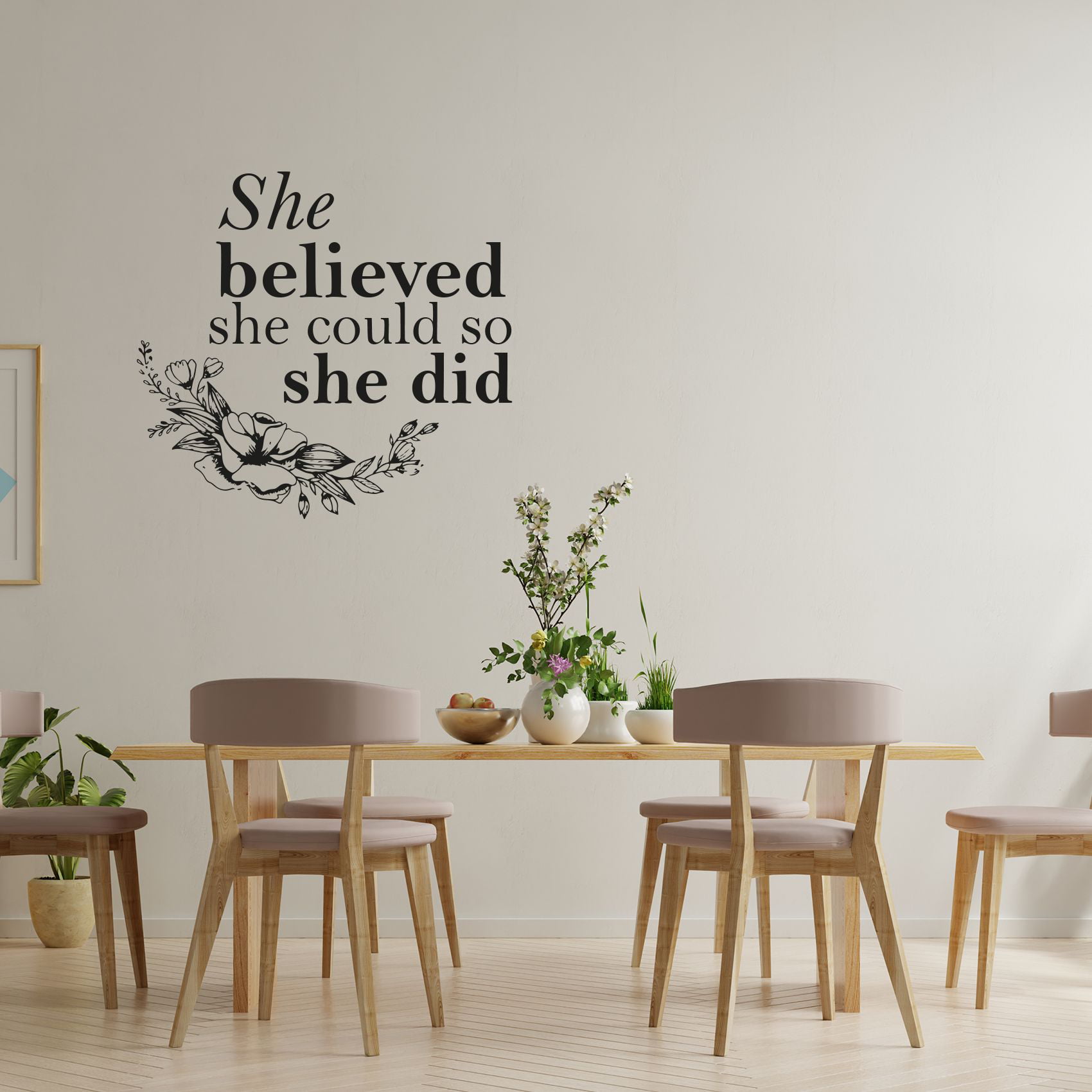 She Believed she Could so she did Wall Decal Home Decor Inspirational Quote Art 