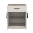 thumbnail image 3 of Xukmct 33" H 2 Doors Pantry Cabinet with 1 Drawer and 2 Interior Shelves, Ivory White + Brown, 3 of 8