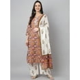 thumbnail image 3 of Janasya Indian Women's Pink Cotton Floral Print Kurta with Palazzo and Dupatta, 3 of 10