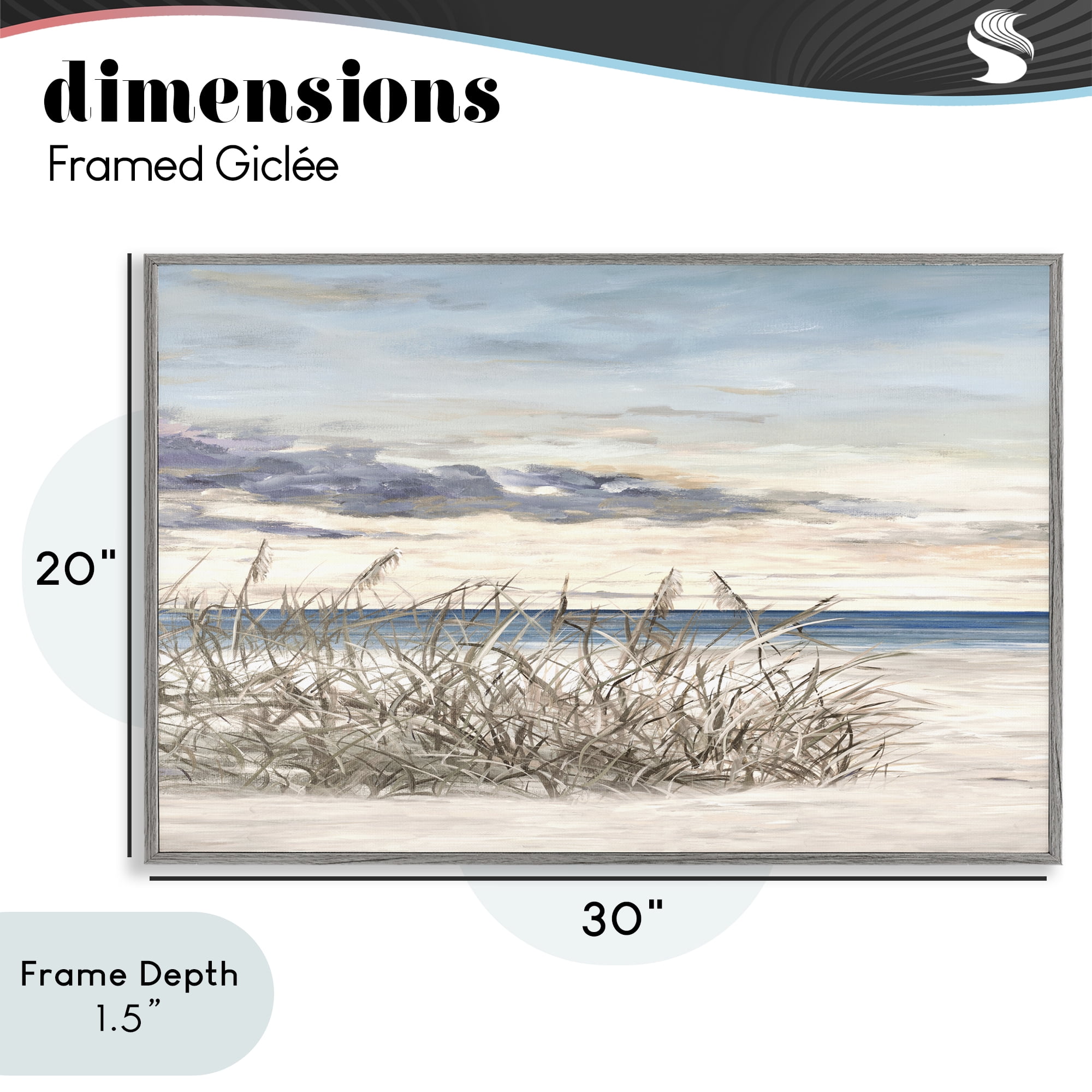 Stupell Industries Windy Beaches Landscape Gray Framed Giclee Art, design by Julie DeRice