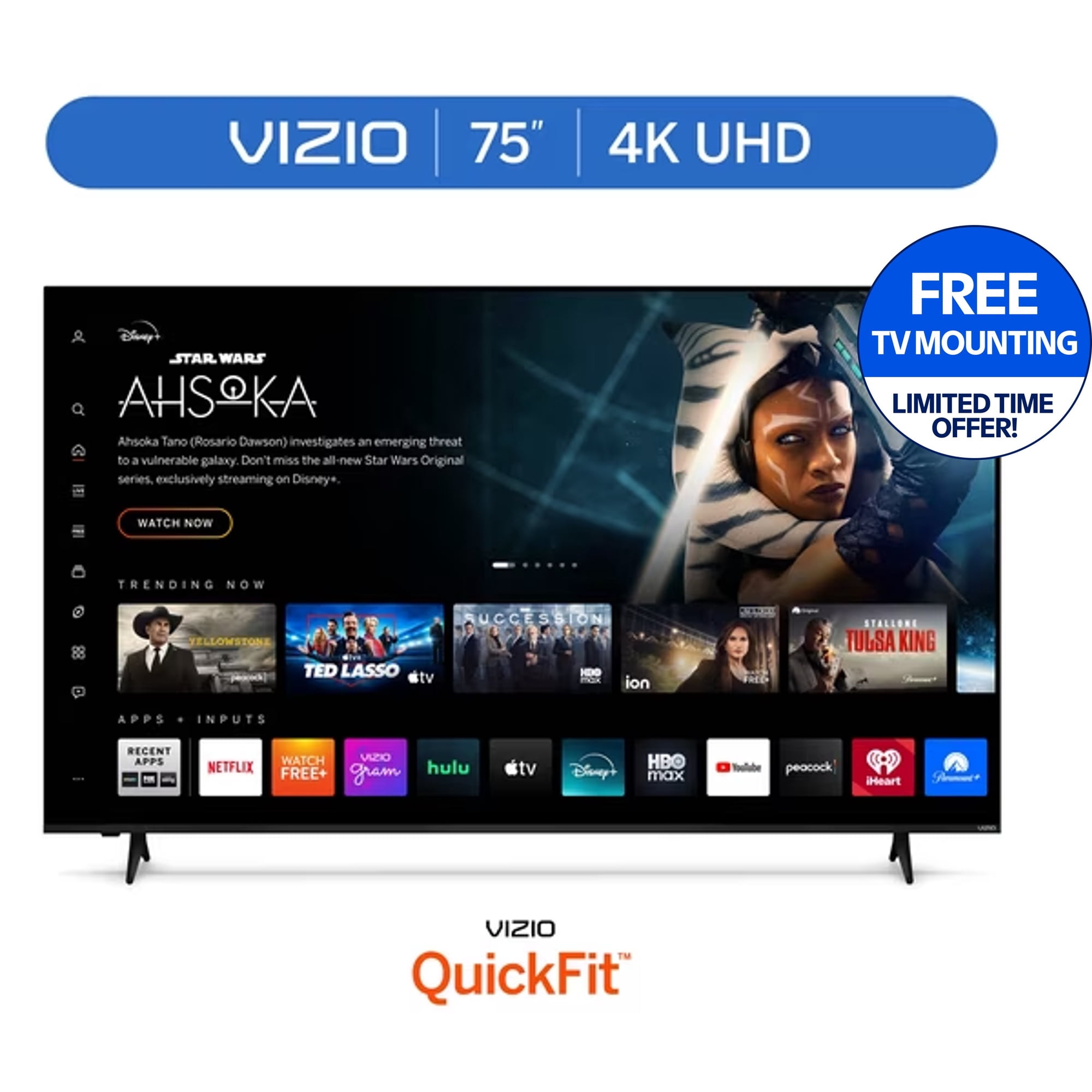VIZIO 75 in Class 4K UHD LED HDR Smart TV, V4K75M-08