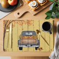 thumbnail image 2 of Fall Truck Placemats Set of 4, Thanksgiving Tree Maple Leaf Pumpkins Retro Placemats for Dining Table, Place Mats for Kitchen Tabletop, Waterproof Wipeable Dining Table Mats Set, 2 of 9