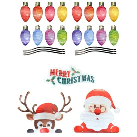 

UDAXB Stickers Christmas Reflective Car Magnets Set Colorful Bulb Light Magnets With Lines Gnomes Refrigerator Garage Magnet Decals For Xmas Birthday Car Mailbox Decoration