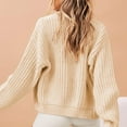 thumbnail image 4 of Lovskoo Cardigan Sweaters for Women Zippered Round Neck Loose Knit Cardigan Long Sleeve Jacket Sweater Jacket Beige, 4 of 7