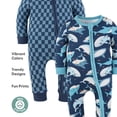 thumbnail image 3 of The Peanutshell Sharks Baby Pajamas, Footless Baby Sleepers, Navy-Teal-Blue, 18-24 Months, 2-Pack, 3 of 5