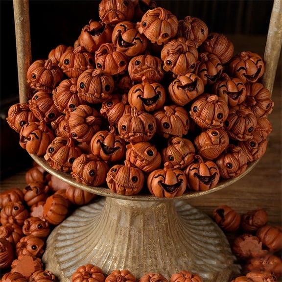 Halloween Pumpkin Decorations 1 Inch Mini Resin Figurines Spooky Halloween Decor for Tiered Tray Table Top Fall Party 16 Piece Set